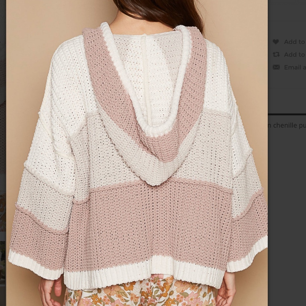 POL Cream and Pink V-Neck Sweater NWOT - Picture 6 of 7